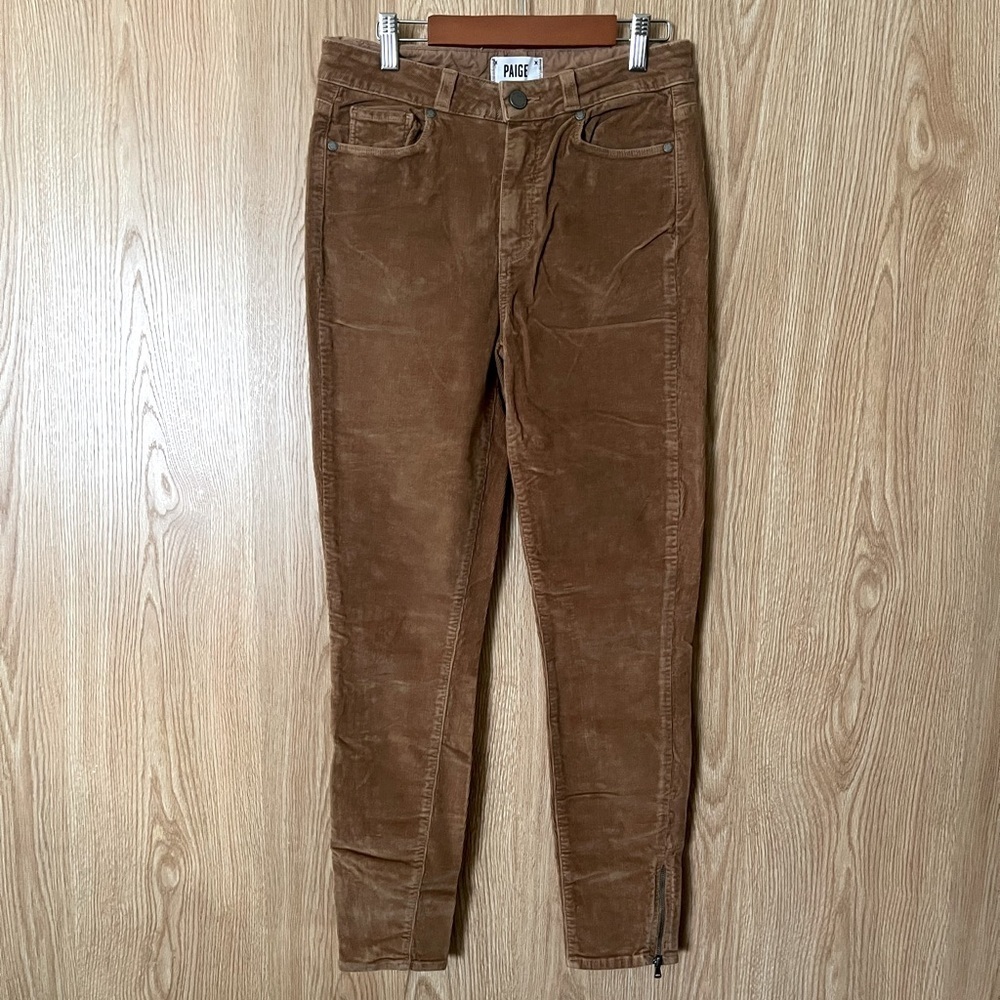 PAIGE Corduroy Rust Brown Ankle Zip Jeans